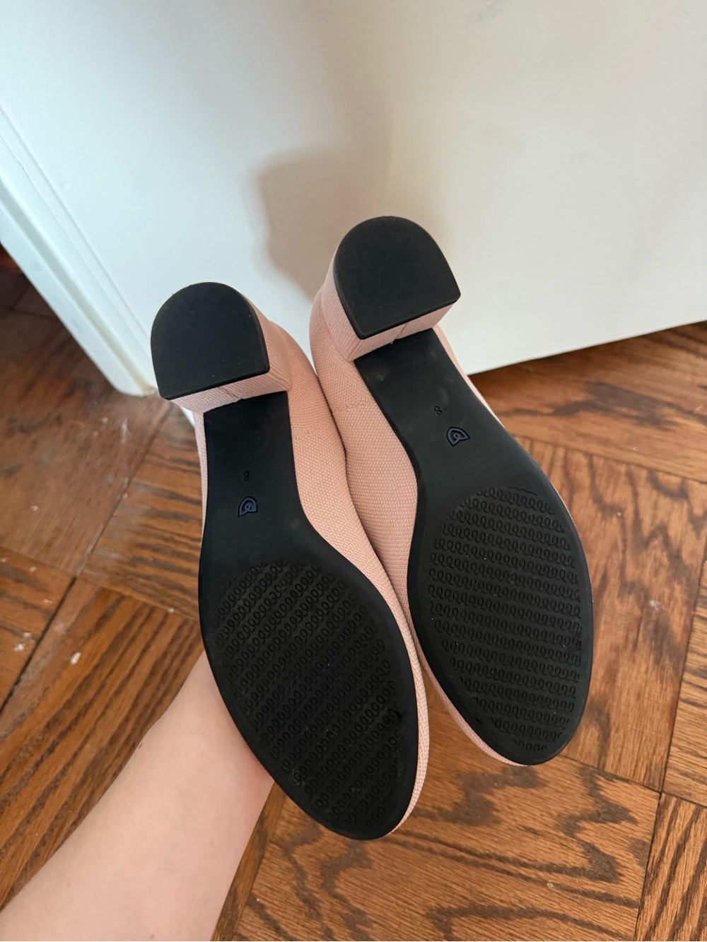 Rothy's Blush Pink Mary Jane Block Heels - Picture 3 of 10